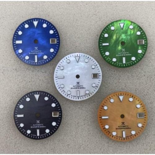 29mm Green Luminous Shell Watch Dial for NH35/4R36 Movement with S Logo