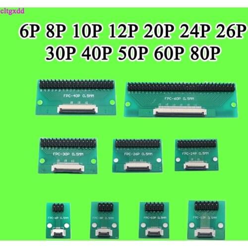 Cltgxdd DIY FPC/FFC adapter board 1.0mm connector Straight needle and Curved pin 6P 12P 24P 30P 40P 50P 60P 80P butt welded seat