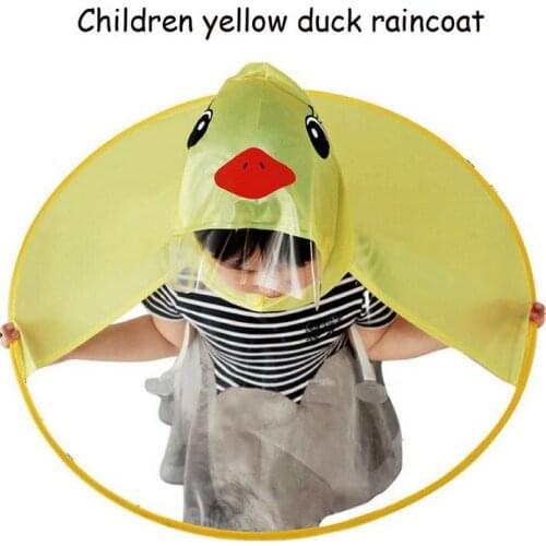 Cute Little Yellow Duck Saucer Cap Expanded Diameter 69cm 74cm Portable Childrens Raincoat UFO Shape Children Unisex Raincoat