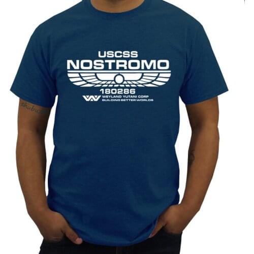 Mens Tshirt Alien Classic Nostromo Crew Member T Shirt Sulaco M41A PULSE RIFLE Movie Film Cotton Brand T-shirt Men O-neck