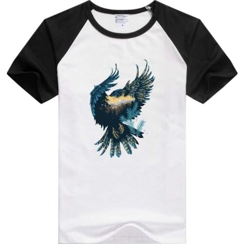 Eagle heart of the world atmosphere of mountains and rivers with great forest pattern short sleeve T-shirt Tshirt GA433