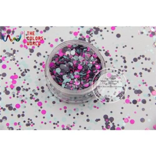 RFI321-193 Mix Colors Dot shapes round Glitter for nail art ,nail gel,makeup and DIY decoration