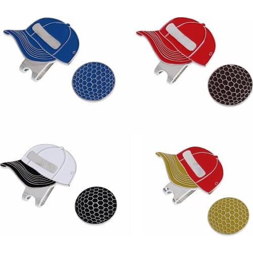 Mini Golf Cap Metal Magnetic Golf Ball Marker with Hat Clip Golf Accessory
