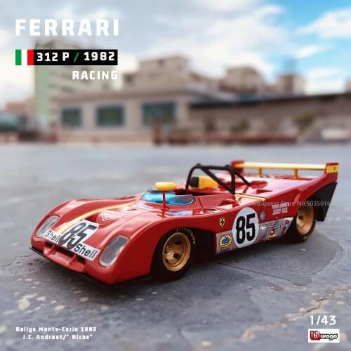 Bburago 1:43 Hardcover Edition 1972 Ferrari 312 P racing model simulation car model alloy car toy male collection gift