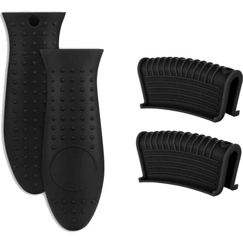 Cast Iron Skillet Handle Covers Set Non-Slip Silicone Pot Holder Resistant for Kitchen for Pans Griddles Cookware Black