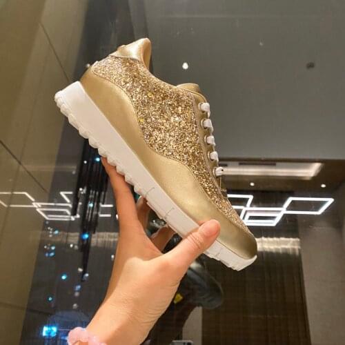 2021 New Casual Flats Hot Genuine Leather Comfort Women Shoes Round Toe Flats Woman Lace-Up Shoes Woman Sequin Cloth Women Flats