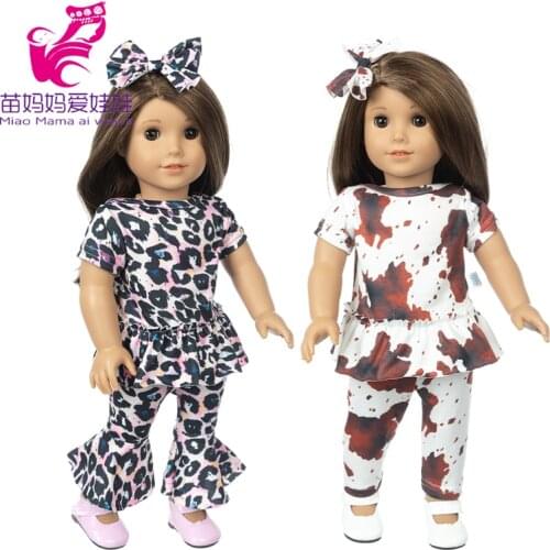 18 Inch Girl Doll Clothes Leopard Bell-bottomed Pants 40cm Baby Doll Outfits Baby Girl Gifts