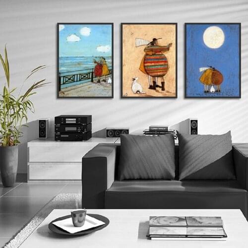 A Couple And A White Sheep Live A Happy Life Art Picture Canvas Painting For Living Room Modern Home Decor