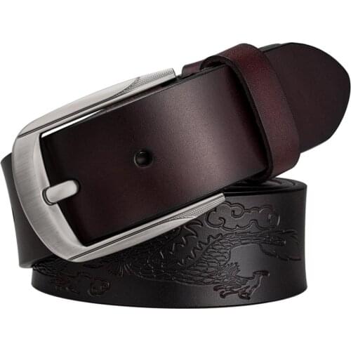 PZ-0013-B Barry.Wang Newest Luxury Leather Belts for Men Belt Metal Pin Buckle Belt for Bueiness Party Wedding High Quality