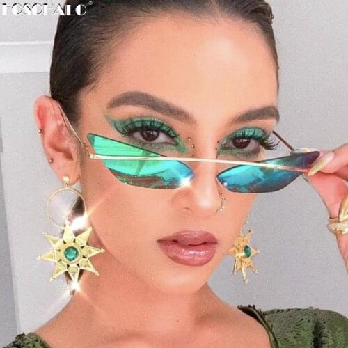 Rimless Steampunk Vintage Sunglasses Women Mirror Metal Sun Glasses Men Eyewear Retro Frameless Punk Glasses Shades UV400