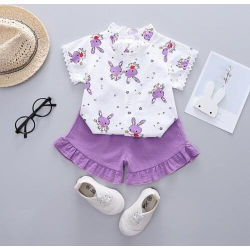 Top & Shorts (4 Sets/Lot) 2021 New Arrival Girls Summer Clothing Set 050510