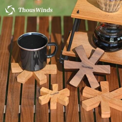 Thous Winds Outdoor camping snowflake solid wood insulation placemat teak black walnut insulation wooden mat