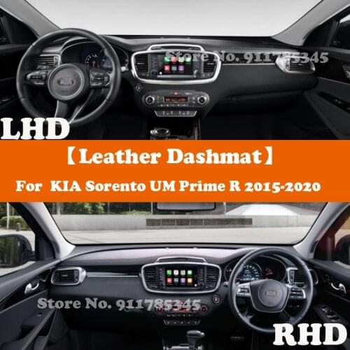 Suede Leather Dashmat Car-Styling Dashboard Cover Pad Sunshade Carpet Accessories For KIA Sorento UM Prime R 2015 2016 2017-2020