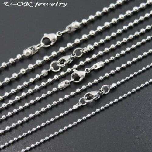 1.5/2.0/2.4/3.0/4.0mm Stainless Steel Ball Bead Chain Necklace with Lobster Clasp, Fashion Dogtags Chain Keychain