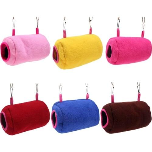 1pc Winter Warm Short Plush Round Bird Hamster Sugar Glider Hammock Cage Tunnel Hanging Sleeping Bed Small Pet Toy Supply
