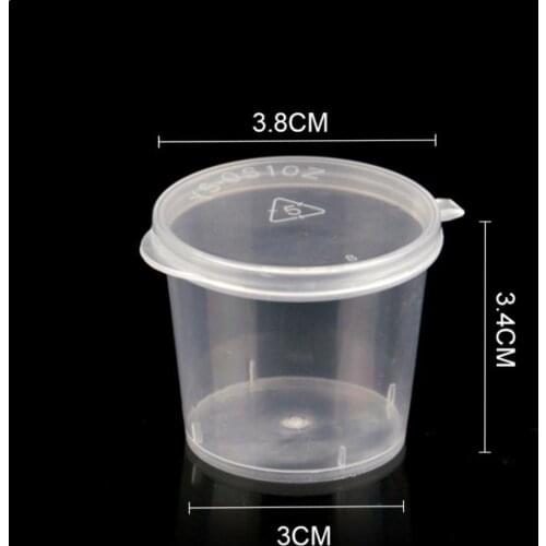 100Pcs/set 25ml Small Plastic Disposable Sauce Cups Food Plastic Cups Sauce Containers With Boxes Lid Disposable Storage O6D8