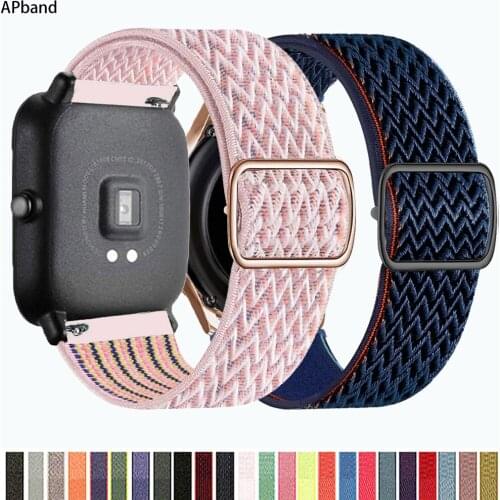 20mm/22mm Nylon Loop band For Amazfit GTS/2/2e/GTS2 Mini/GTR 42mm/47mm/GTR2/2e S/U Adjustable Elastic Bracelet Amazfit bip strap