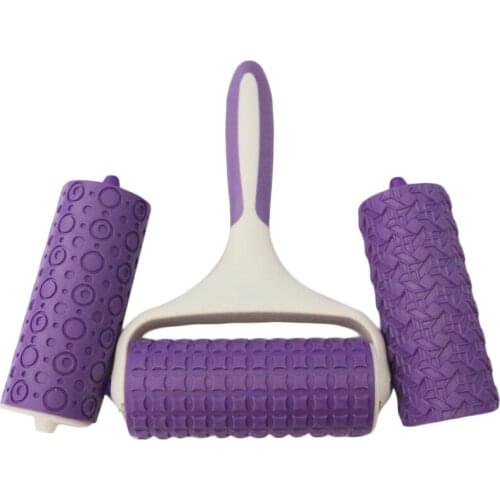 3PCS Fondant Strip Ribbon Cutter Sugarcraft Cake Decorating Tools Plastic Rolling Pin Dots Woven Pattern Embosser Roller