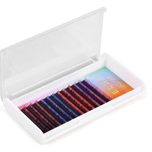 3 types colorful false eyelash extension unique mixed gradient color fake eyelash soft thick individual colored lashes