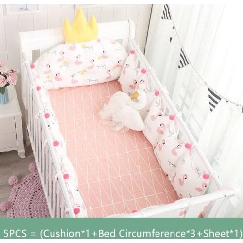 5PCS/SET Baby Nordic Bumper Cradle Cotton Bumpers On The Bed Crown Shape Cushion Backrest Head Baby Room Decor Bed Accessories