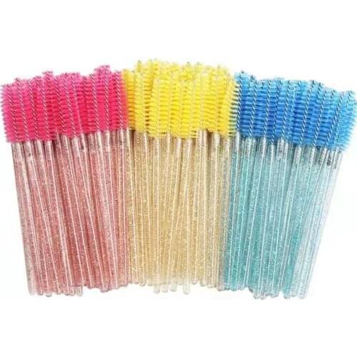 50/5 pcs/Pack of Disposable Crystal Mascara Brush Makeup Brush Diamond Handle Mascara Stick Eyelash extension Makeup Tool