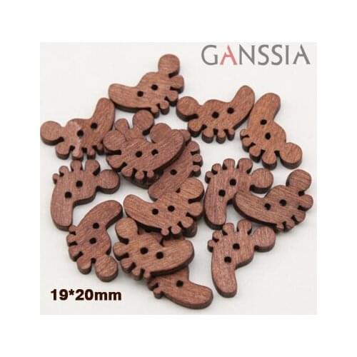 50pcs/lot Size:19*20mm 2 Holes Buttons Unique Footprints Wood Button,DIY,Accssories Sewing Button (ss-1033)