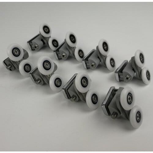 8Pcs/Set Double Shower Door Roller Runners Wheels Pulleys diameter 20/23/25/27mm 4pcs upper part + 4pcs lower part rollers