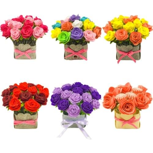 8Style DIY Bouquets Felt Needle Handmade Material Artificial Fabric Flowers For Special Gift Home Living Room Weeding Decoration