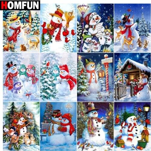 HOMFUN 5d Diamond Painting Full Square/Round "Snowman christmas" Picture Of Rhinestone DIY Diamond Embroidery Home Decor