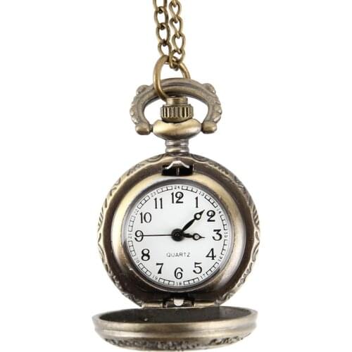 Fashion Vintage Pocket Watch Alloy Roman Number Dual Time Display Clock Necklace Chain Watches Birthday Gifts New Arriva