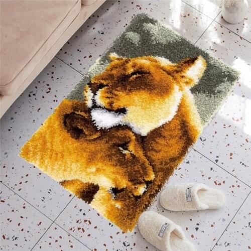 Diy Lion Latch Hook Kits Rug Crochet Tapis Lovely Animal Needle Embroidery For Carpet Tapestry Kits Pattern Floor Mat Deco