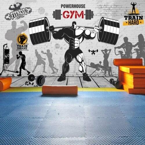 Drop Shipping Photo Wallpaper Nostalgic Retro Graffiti Brick Wall Mural Sports Fitness Club Background Wall Gym Custom Wallpaper