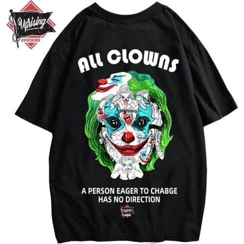 T Shirt Tops Fashion Classic All Hip Hop Print Short O-neck Fun and Games Unique Uprising Not Scary Slavering Fanged Clown T