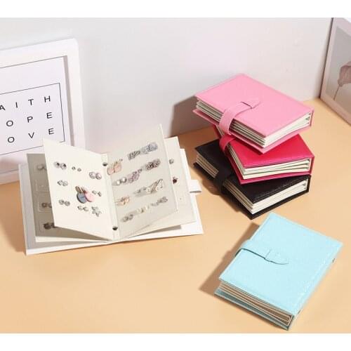 Creative Earrings Earrings Storage Box Bracket Display Stand Portable Jewelry Bag Foldable Book Shape Leather Ladies Gift