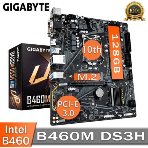 LGA 1200 Gigabyte B460M DS3H Motherboard DDR4 128GB DDR4 2933MHz M.2 SSD VGA DVI PCI-E 3.0 Intel B460 Placa-mãe 1200 mATX New