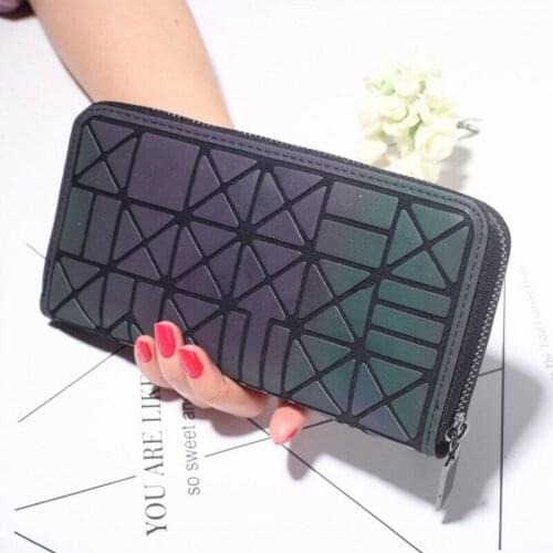 2021 New Womens Money Clips PU Leather Fashion Geometric Pattern Clutch Bag Credit Card Purse
