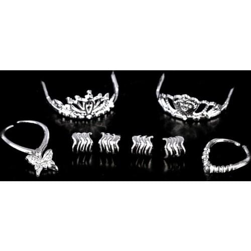 New 8pcs /set Girls Crystal Plastic Crown Headband 2 Necklace 4 Bracelets Headwear Accessories for Doll Toys Random Color