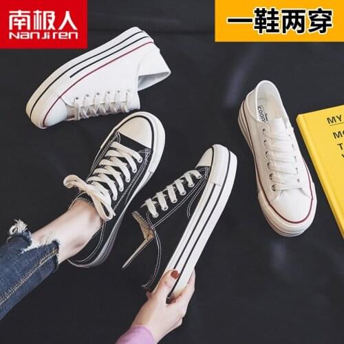 Spring and summer switch 2020 new canvas shoes female no heel half drag small white shoes breathable casual 35-40 Fashion