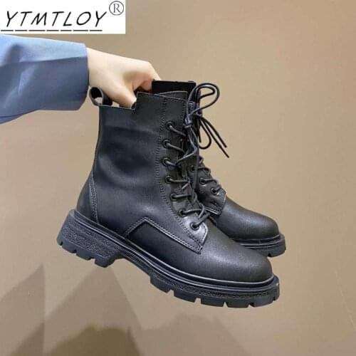 2022 Winter New Black Thick-soled Non-slip Mid-tube Boots Autumn British Trend Boots High-top Korean Casual Shoes Womens Boots