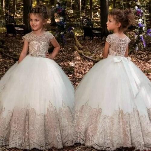 NEW Lace Flower Girls Dresses For Wedding First Communion Dresses Party Prom Princess Gown Pageant Dresses