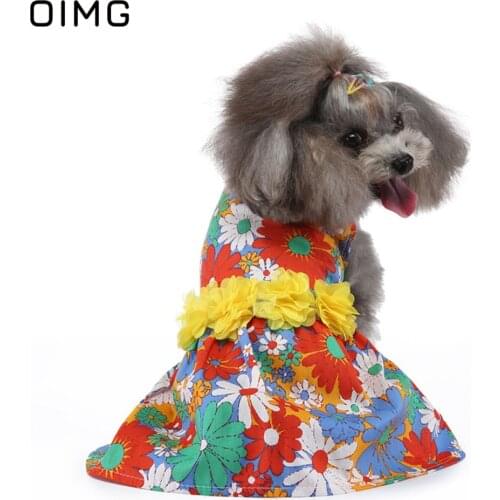 OIMG Pet Clothing Lace Flower Decoation Dog Dress Summer Floral Princess Dress For Small Dogs Clothes Yorkies Pet Cat Dress