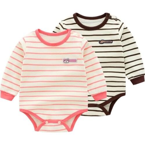 Newborn Infant Romper Unisex Baby Boy Girl Button Closure Solid Long Sleeve Cotton Jumpsuit One Piece Bodysuit Outfits Clothes