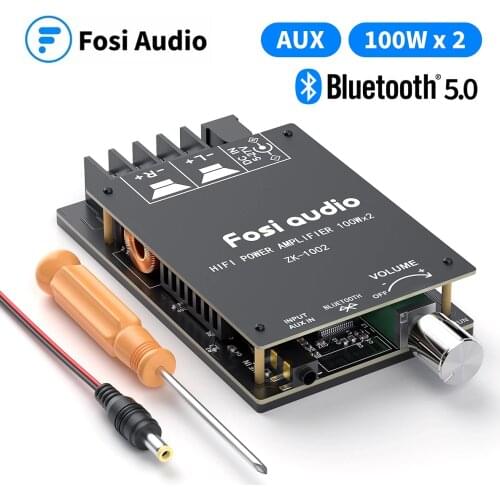 Fosi Audio Bluetooth 5.0 TPA3116D2 Digital Power Amplifier Board 100W x2 Hifi Stereo AUX Audio Subwoofer Amplifier Module
