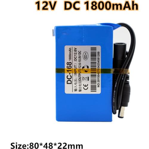 Durable DC-168 DC168 DC 12V 1800mAh Portable Li-ion Rechargeable Polymer Power Battery Pack with AC Charger