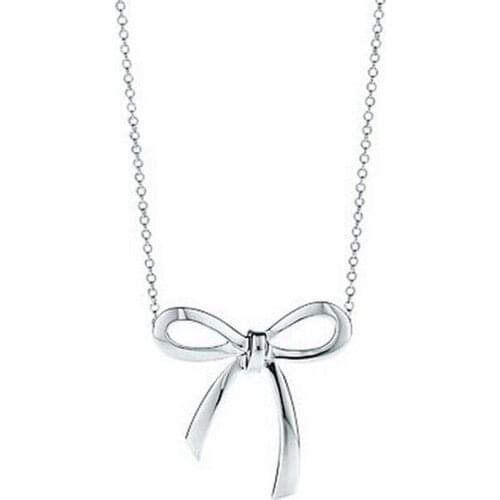 Simple High-quality Allergy-resistant Female Korean Fashion 925 Sterling Silver Jewelry Bow Pendant Necklace N126