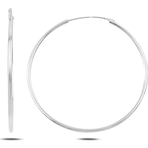 Silver 925 Sterling 40mm Simple Ring Earrings