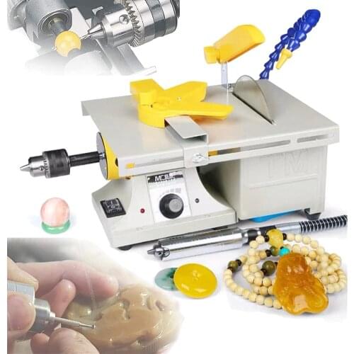 750W Jewelry Rock Polishing Buffer Machine Bench Lathe Polisher 220V DIY Grinding Milling Machine with Grinding Accessories Kit