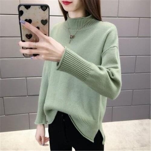 2020 New Autumn winter Women Knitted Sweaters Pullovers Turtleneck Long Sleeve Solid Color Slim Elastic Short Sweater Women