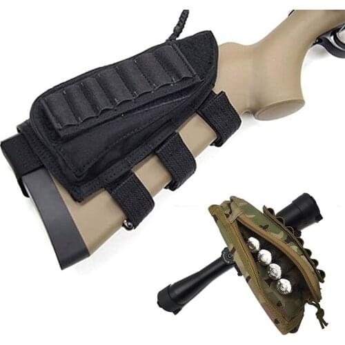 Tactical Rifle Buttstock Pack Bag Cheek Rest Pouch Military Ammo Cartridge Carrier Magazine Bandolier 12 Gauge Bullet Holder Bag