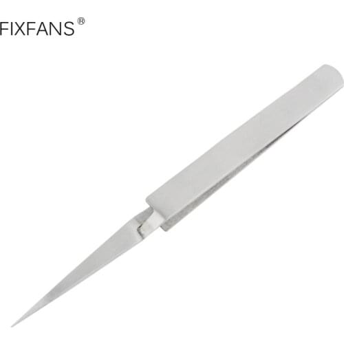 FIXFANS Stainless Steel Ultra Thin Precision Cross Lock Reverse Action Tweezers Holding Tightly DIY Jewelry Hobby Craft Tool